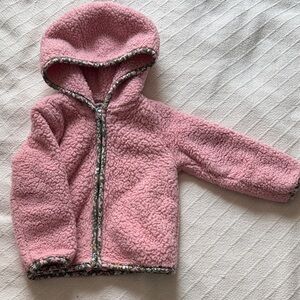 GAP Pink Sherpa Jacket with Patterned Trim